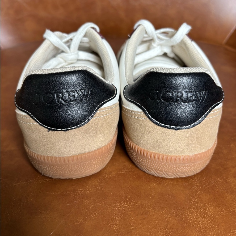 J Crew Field Sneakers Leather suede White and burgundy color women’s size 7 - Picture 5 of 7
